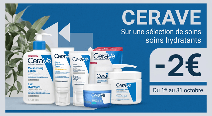 2€ de remise sur une sélection de soins hydratants Cerave