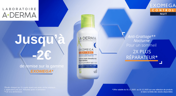 2€ de remise sur les soins A-Derma Exomega Control