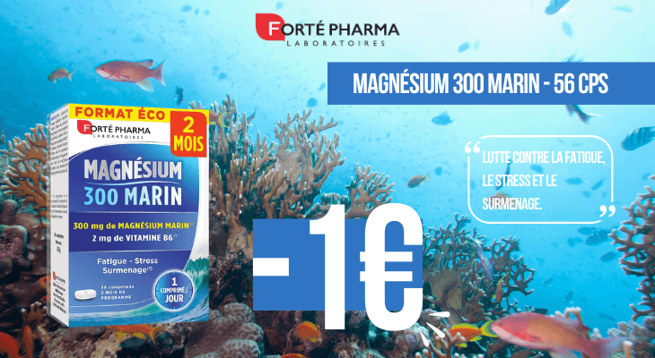 1€ de remise sur Forté Pharma Magnésium 300 Marin 56 comprimés