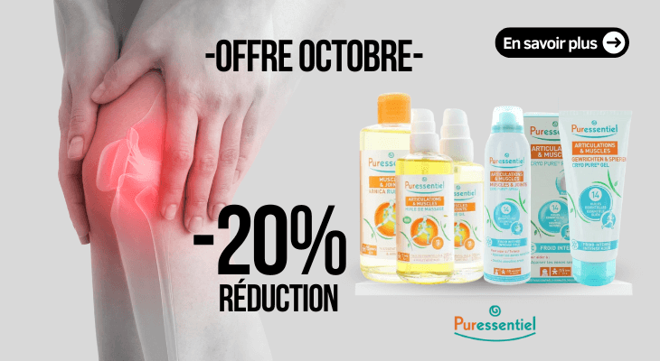 20% de remise sur la gamme Articulations et Muscles de Puressentiel